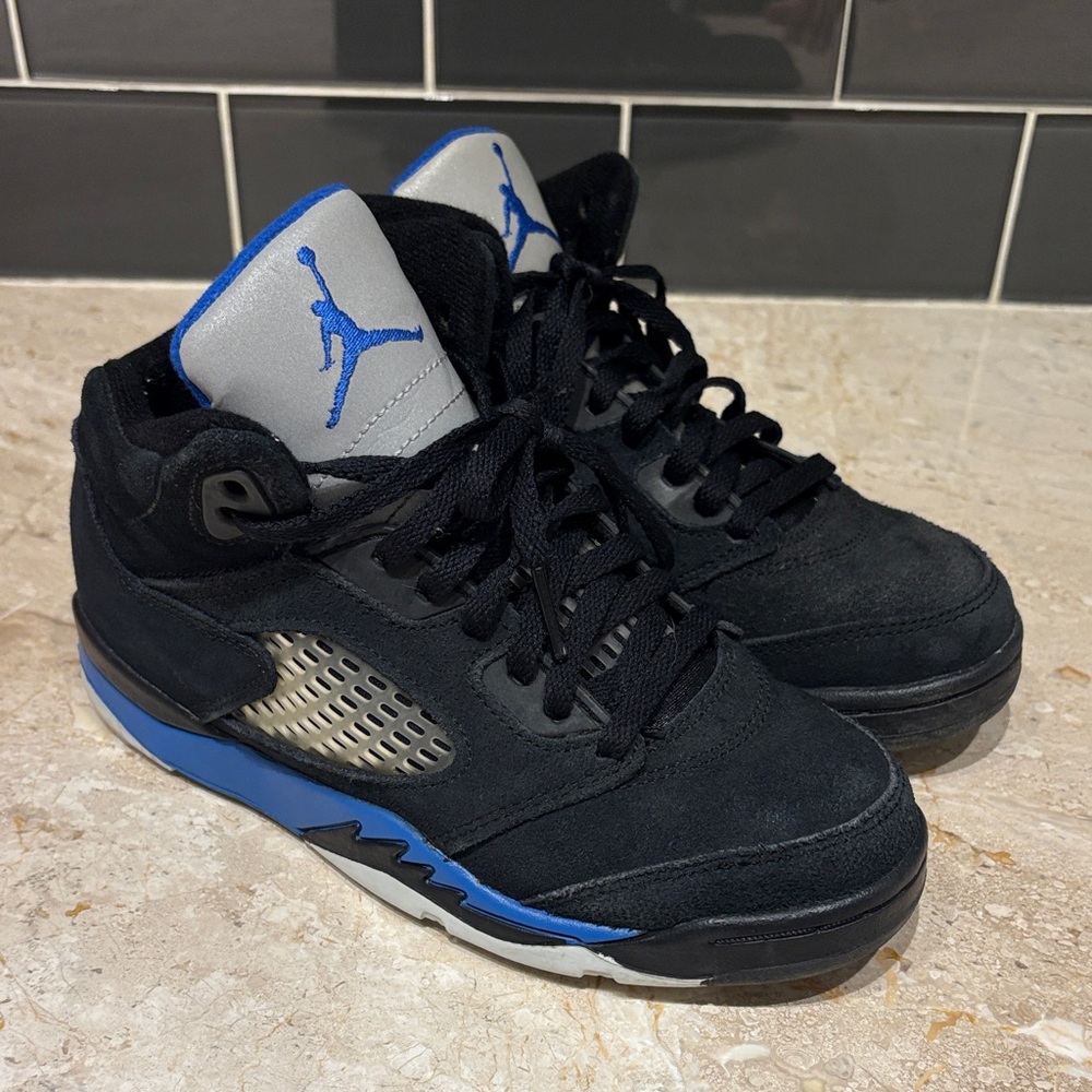 Jordan Black and Blue Kids Sneakers